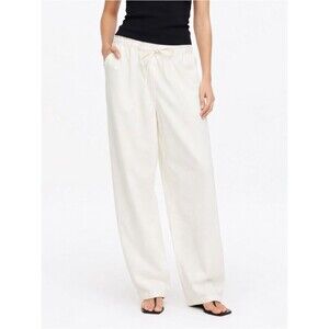 Arket NWT Wide Leg Pants Womens XXS Cream Cotton Drawstring Relaxed Minimal Chic